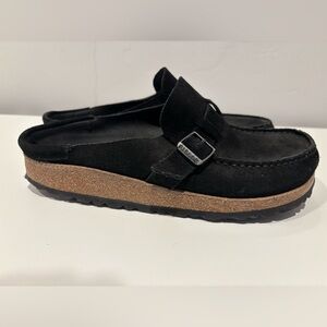 Birkenstock Black Suede Clogs with Cork Sole NWOT